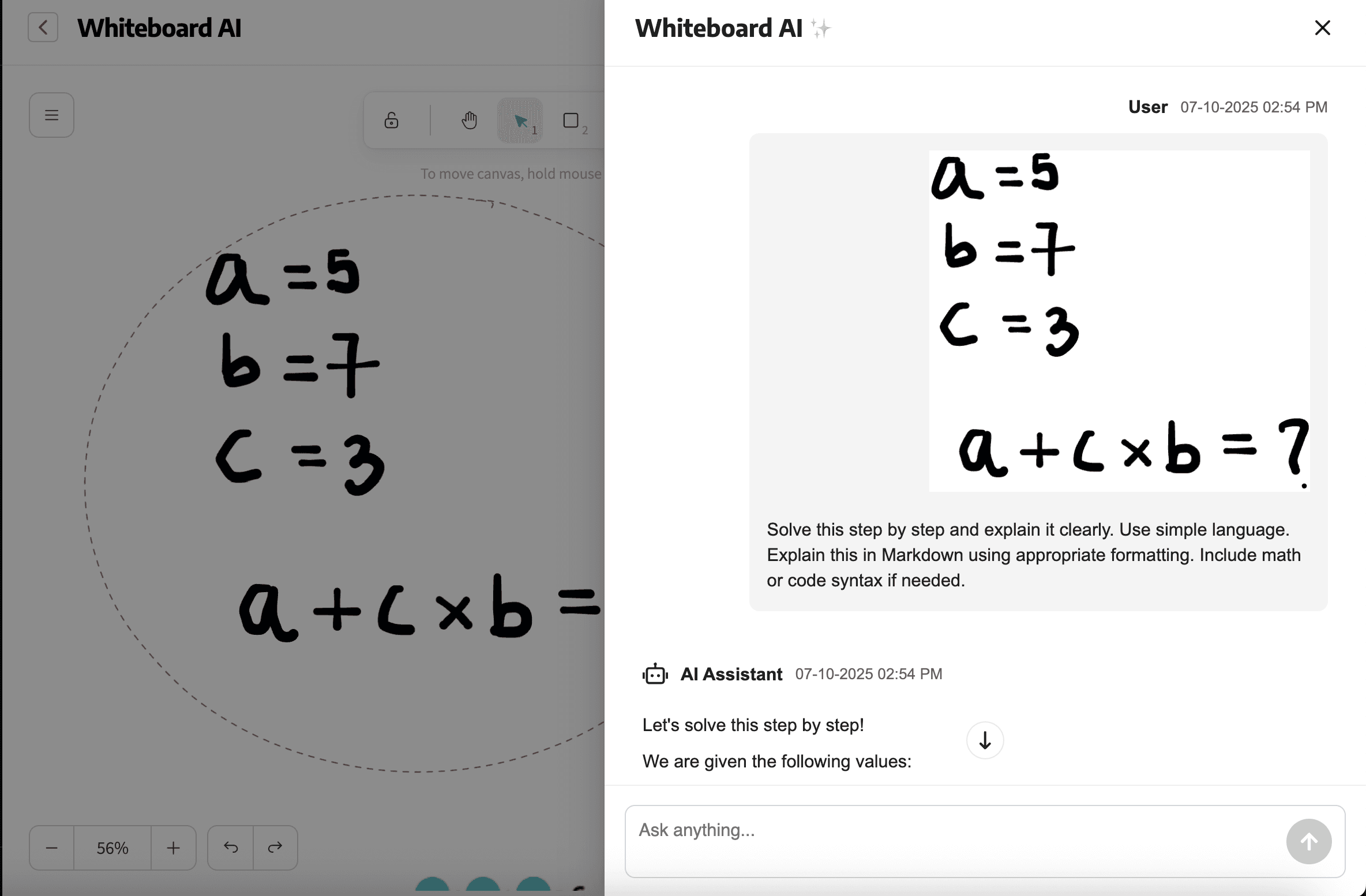 Whiteboard AI Interface
